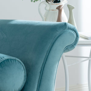 English Elm Chaise Lounge Scroll Arm Upholstered Parlor Chair with Birch Legs and Pocket Spring W68034327