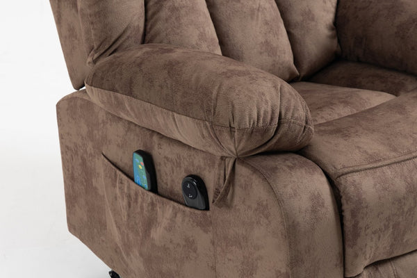 English Elm Recliners Power Lift Chair with Massage Heating Usb Port and Overstuffed Back Support Brown W547S00085