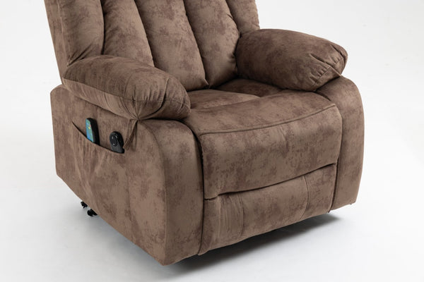 English Elm Recliners Power Lift Chair with Massage Heating Usb Port and Overstuffed Back Support Brown W547S00085