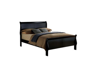 English Elm Queen Sleigh Bed with Elegant Transitional Design, Solid Wood Veneer Construction, Dovetail Craftsmanship and Spacious Foundation Support for Master Bedroom Comfort Black 82 L x 6.7 W x 3 H B011S00181