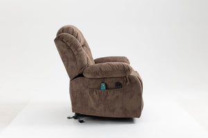 English Elm Recliners Power Lift Chair with Massage Heating Usb Port and Overstuffed Back Support Brown W547S00085
