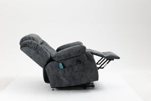English Elm Recliners Power Lift Chair with Massage Heating Usb Port and Overstuffed Back Support Grayish Blue W547S00086