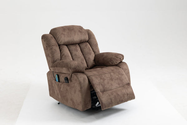 English Elm Recliners Power Lift Chair with Massage Heating Usb Port and Overstuffed Back Support Brown W547S00085