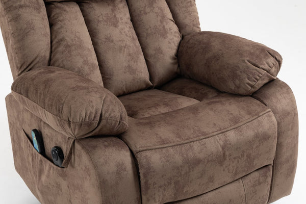 English Elm Recliners Power Lift Chair with Massage Heating Usb Port and Overstuffed Back Support Brown W547S00085