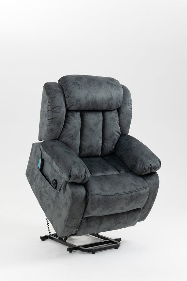 English Elm Recliners Power Lift Chair with Massage Heating Usb Port and Overstuffed Back Support Grayish Blue W547S00086
