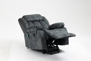 English Elm Recliners Power Lift Chair with Massage Heating Usb Port and Overstuffed Back Support Grayish Blue W547S00086