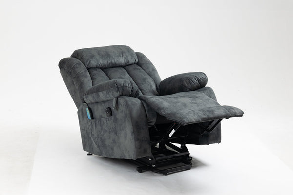 English Elm Recliners Power Lift Chair with Massage Heating Usb Port and Overstuffed Back Support Grayish Blue W547S00086