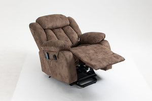 English Elm Recliners Power Lift Chair with Massage Heating Usb Port and Overstuffed Back Support Brown W547S00085