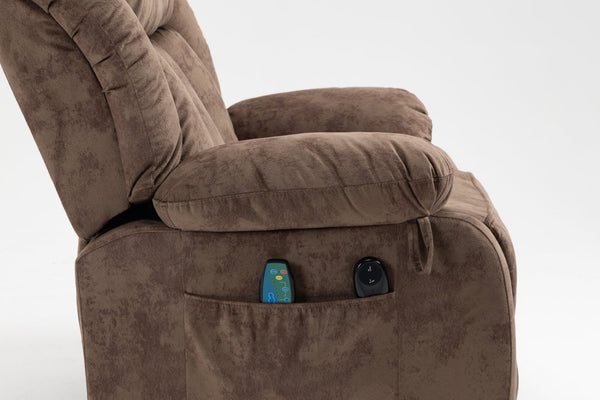 English Elm Recliners Power Lift Chair with Massage Heating Usb Port and Overstuffed Back Support Brown W547S00085