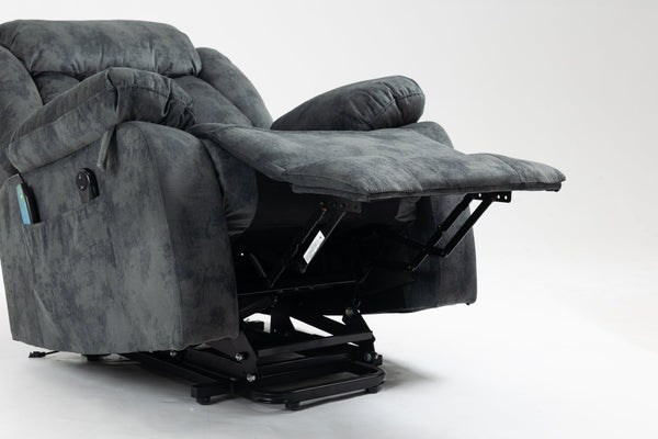 English Elm Recliners Power Lift Chair with Massage Heating Usb Port and Overstuffed Back Support Grayish Blue W547S00086