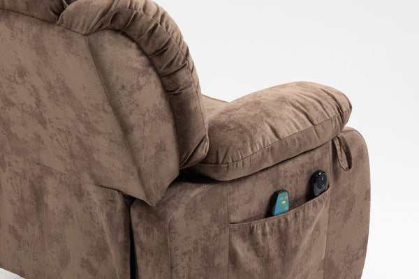 English Elm Recliners Power Lift Chair with Massage Heating Usb Port and Overstuffed Back Support Brown W547S00085