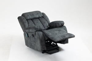 English Elm Recliners Power Lift Chair with Massage Heating Usb Port and Overstuffed Back Support Grayish Blue W547S00086