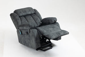 English Elm Recliners Power Lift Chair with Massage Heating Usb Port and Overstuffed Back Support Grayish Blue W547S00086