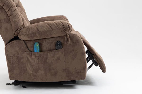 English Elm Recliners Power Lift Chair with Massage Heating Usb Port and Overstuffed Back Support Brown W547S00085