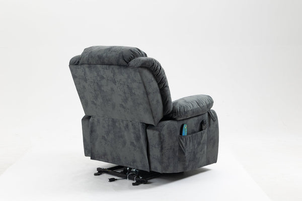 English Elm Recliners Power Lift Chair with Massage Heating Usb Port and Overstuffed Back Support Grayish Blue W547S00086