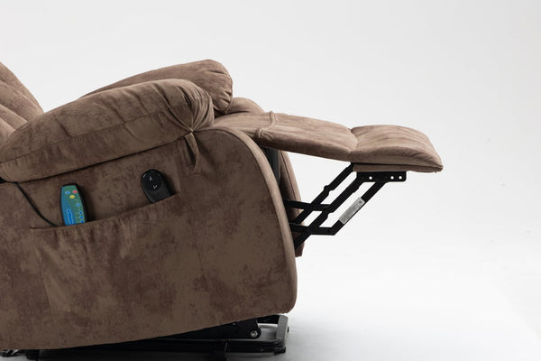 English Elm Recliners Power Lift Chair with Massage Heating Usb Port and Overstuffed Back Support Brown W547S00085