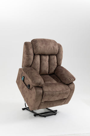 English Elm Recliners Power Lift Chair with Massage Heating Usb Port and Overstuffed Back Support Brown W547S00085