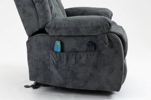 English Elm Recliners Power Lift Chair with Massage Heating Usb Port and Overstuffed Back Support Grayish Blue W547S00086