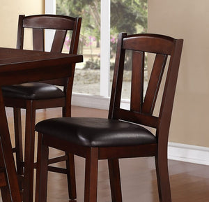 English Elm Dining Solid Wood 6-Piece Set with V-Back Chairs and Bench, Dark Finish, Contemporary Dining Appeal Walnut 71 L x 45 W x 7 H B011S00963