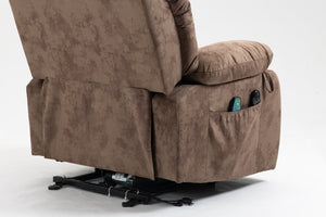 English Elm Recliners Power Lift Chair with Massage Heating Usb Port and Overstuffed Back Support Brown W547S00085