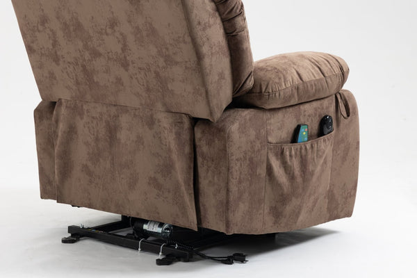 English Elm Recliners Power Lift Chair with Massage Heating Usb Port and Overstuffed Back Support Brown W547S00085
