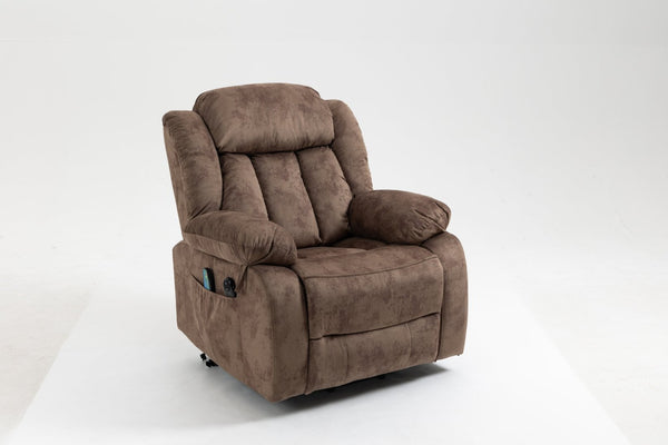 English Elm Recliners Power Lift Chair with Massage Heating Usb Port and Overstuffed Back Support Brown W547S00085
