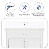 English Elm 30" Bathroom Vanity With Sink, Bathroom Cabinet With Two Doors and One Drawer, White (Old Sku: Jl000005Aak-1)