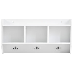 English Elm On-trend Modular White Hall Tree with Seven Hooks Storage Bench and Cabinet Doors SD000019AAK