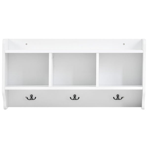English Elm On-trend Modular White Hall Tree with Seven Hooks Storage Bench and Cabinet Doors SD000019AAK