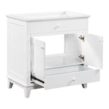 English Elm 30" Bathroom Vanity Base Without Sink, Bathroom Cabinet With Two Doors and One Drawer, White