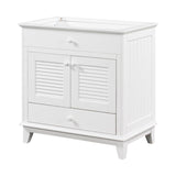 English Elm 30" Bathroom Vanity Base Without Sink, Bathroom Cabinet With Two Doors and One Drawer, White