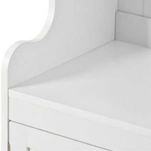 English Elm On-trend Modular White Hall Tree with Seven Hooks Storage Bench and Cabinet Doors SD000019AAK