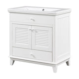 English Elm 30" Bathroom Vanity With Sink, Bathroom Cabinet With Two Doors and One Drawer, White (Old Sku: Jl000005Aak)