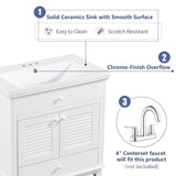 English Elm 30" Bathroom Vanity With Sink, Bathroom Cabinet With Two Doors and One Drawer, White (Old Sku: Jl000005Aak-1)