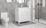 English Elm 30" Bathroom Vanity With Sink, Bathroom Cabinet With Two Doors and One Drawer, White (Old Sku: Jl000005Aak-1)