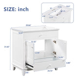 English Elm 30" Bathroom Vanity With Sink, Bathroom Cabinet With Two Doors and One Drawer, White (Old Sku: Jl000005Aak)