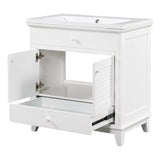 English Elm 30" Bathroom Vanity With Sink, Bathroom Cabinet With Two Doors and One Drawer, White (Old Sku: Jl000005Aak)