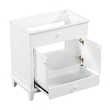 English Elm 30" Bathroom Vanity Base Without Sink, Bathroom Cabinet With Two Doors and One Drawer, White