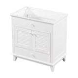 English Elm 30" Bathroom Vanity Base Without Sink, Bathroom Cabinet With Two Doors and One Drawer, White