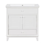 English Elm 30" Bathroom Vanity With Sink, Bathroom Cabinet With Two Doors and One Drawer, White (Old Sku: Jl000005Aak)