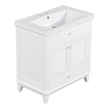 English Elm 30" Bathroom Vanity With Sink, Bathroom Cabinet With Two Doors and One Drawer, White (Old Sku: Jl000005Aak-1)