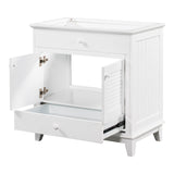 English Elm 30" Bathroom Vanity Base Without Sink, Bathroom Cabinet With Two Doors and One Drawer, White