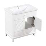 English Elm 30" Bathroom Vanity With Sink, Bathroom Cabinet With Two Doors and One Drawer, White (Old Sku: Jl000005Aak)