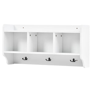 English Elm On-trend Modular White Hall Tree with Seven Hooks Storage Bench and Cabinet Doors SD000019AAK
