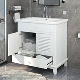 English Elm 30" Bathroom Vanity With Sink, Bathroom Cabinet With Two Doors and One Drawer, White (Old Sku: Jl000005Aak)