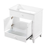 English Elm 30" Bathroom Vanity Base Without Sink, Bathroom Cabinet With Two Doors and One Drawer, White