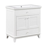 English Elm 30" Bathroom Vanity With Sink, Bathroom Cabinet With Two Doors and One Drawer, White (Old Sku: Jl000005Aak)