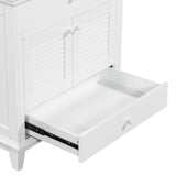 English Elm 30" Bathroom Vanity With Sink, Bathroom Cabinet With Two Doors and One Drawer, White (Old Sku: Jl000005Aak-1)