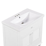 English Elm 30" Bathroom Vanity With Sink, Bathroom Cabinet With Two Doors and One Drawer, White (Old Sku: Jl000005Aak-1)