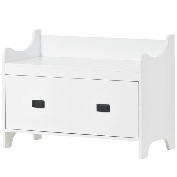 English Elm On-trend Modular White Hall Tree with Seven Hooks Storage Bench and Cabinet Doors SD000019AAK